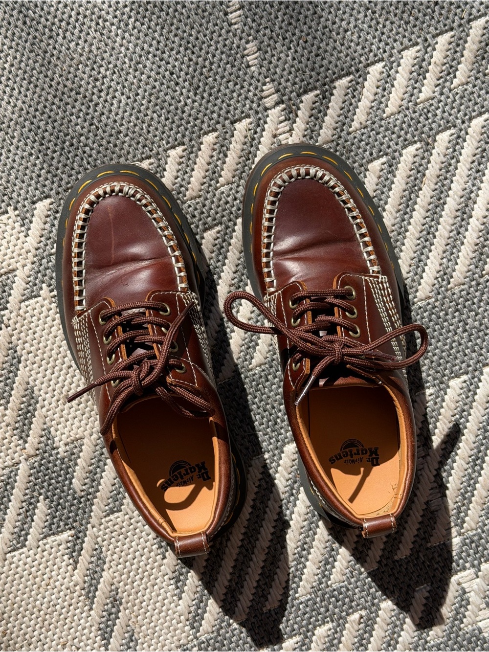 Dr. Martens Brown Leather Boat Shoes with Contrast Stitching
